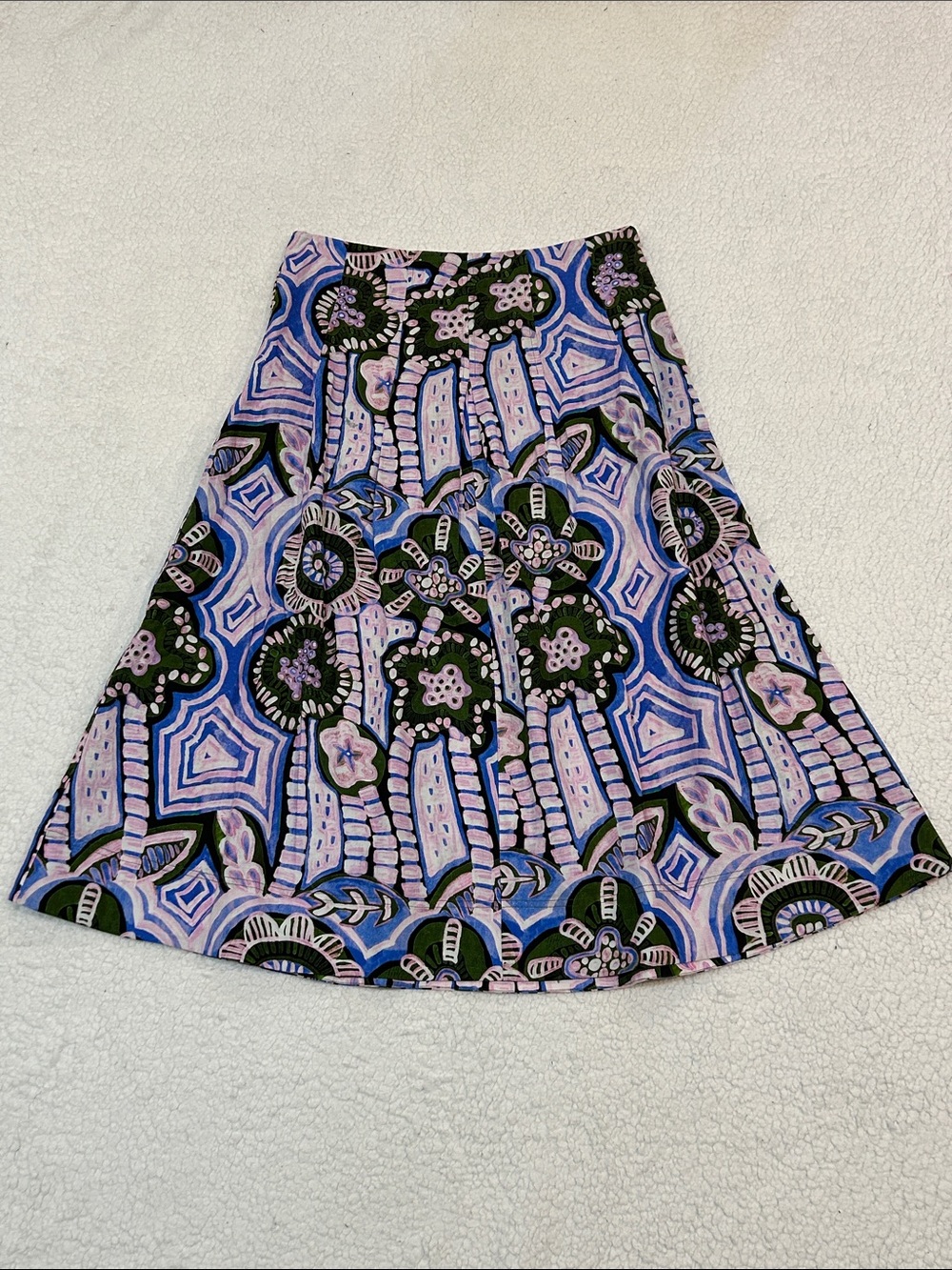 Marie Oliver Gloria Skirt in Hyacinth size 8 Linen Cotton Blend Midi Coastal